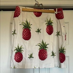 Talbots White Pink Pineapple Skirt Casual Resort Wear 14 Petite NWT